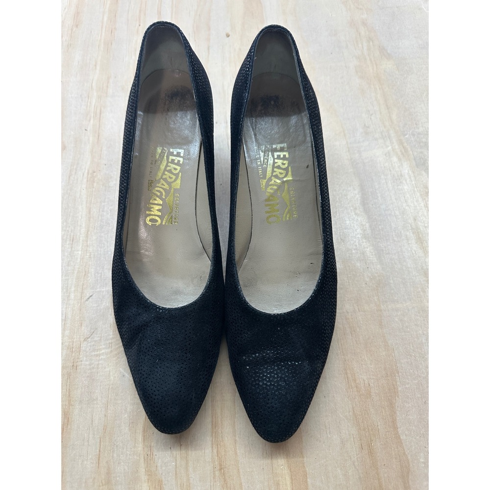 Sam Edelman Black Suede Pointed Toe Bow Flats Silver Detail 9.5